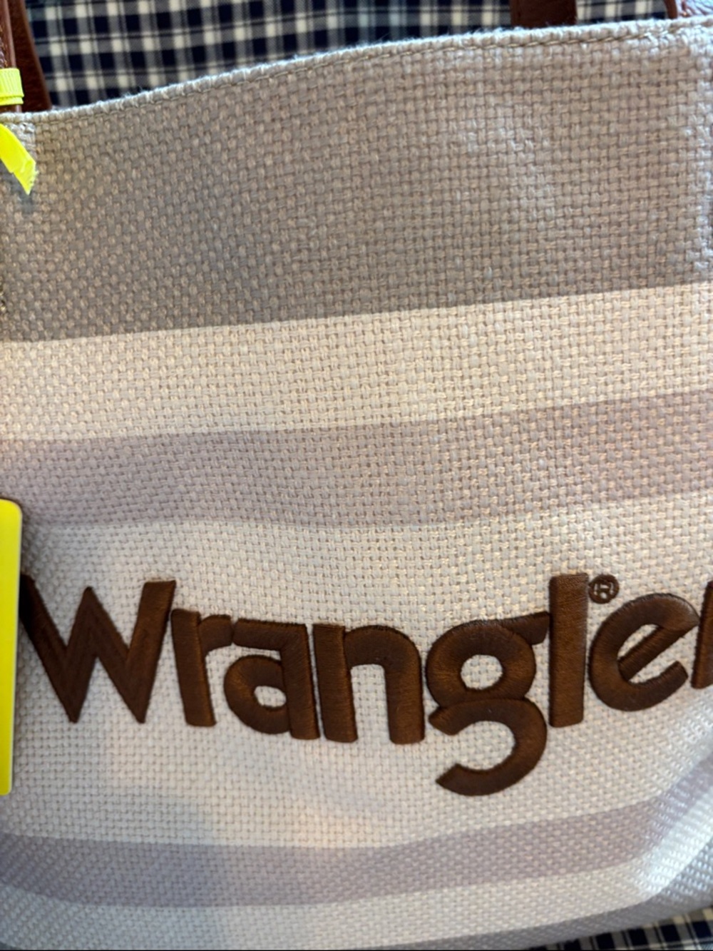 Wrangler Beige and Brown Striped Canvas Tote - Picture 2 of 8